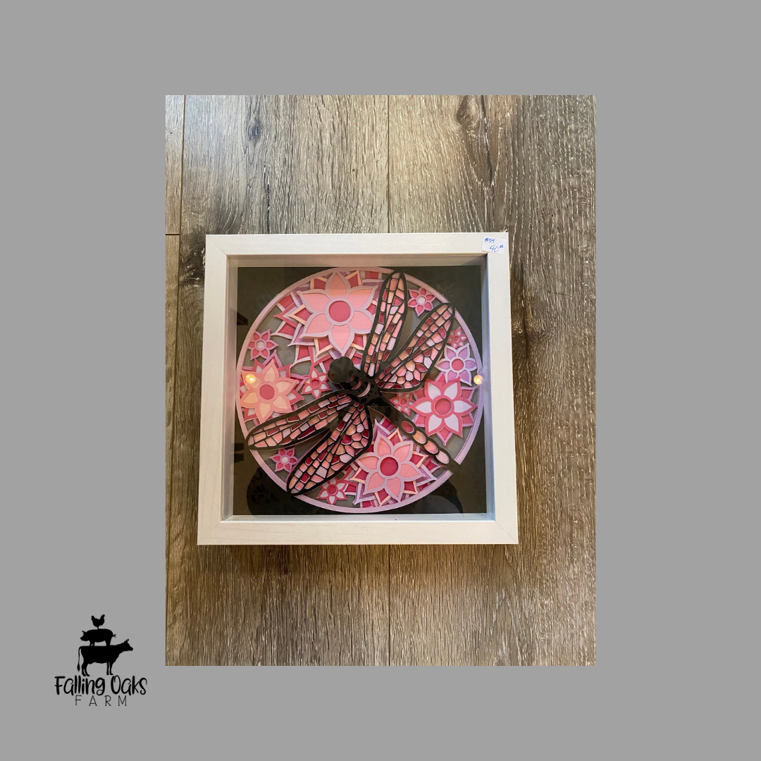 Layered paper art framed - Dragonfly