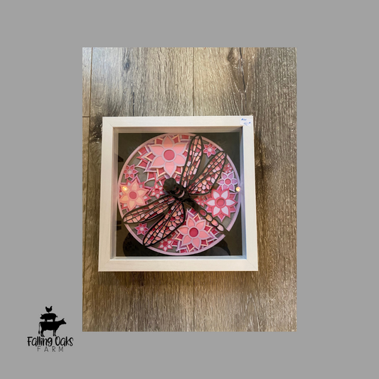 Layered paper art framed - Dragonfly