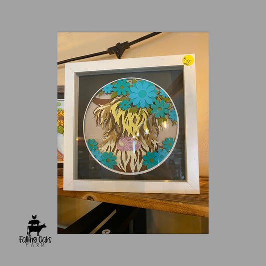 Layered Paper Art Framed - Highland Cow