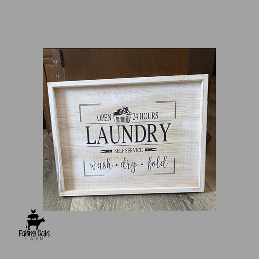 White Decorative Laundry Sign